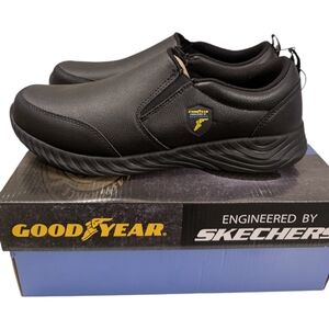 Skechers 11 Womens Slip Resistant Sneakers Black Work Shoes Slip-on